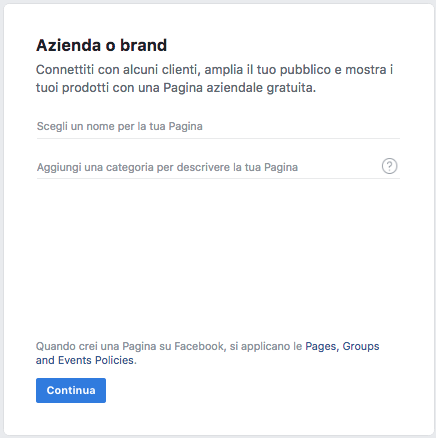 Scegli nome pagina Facebook