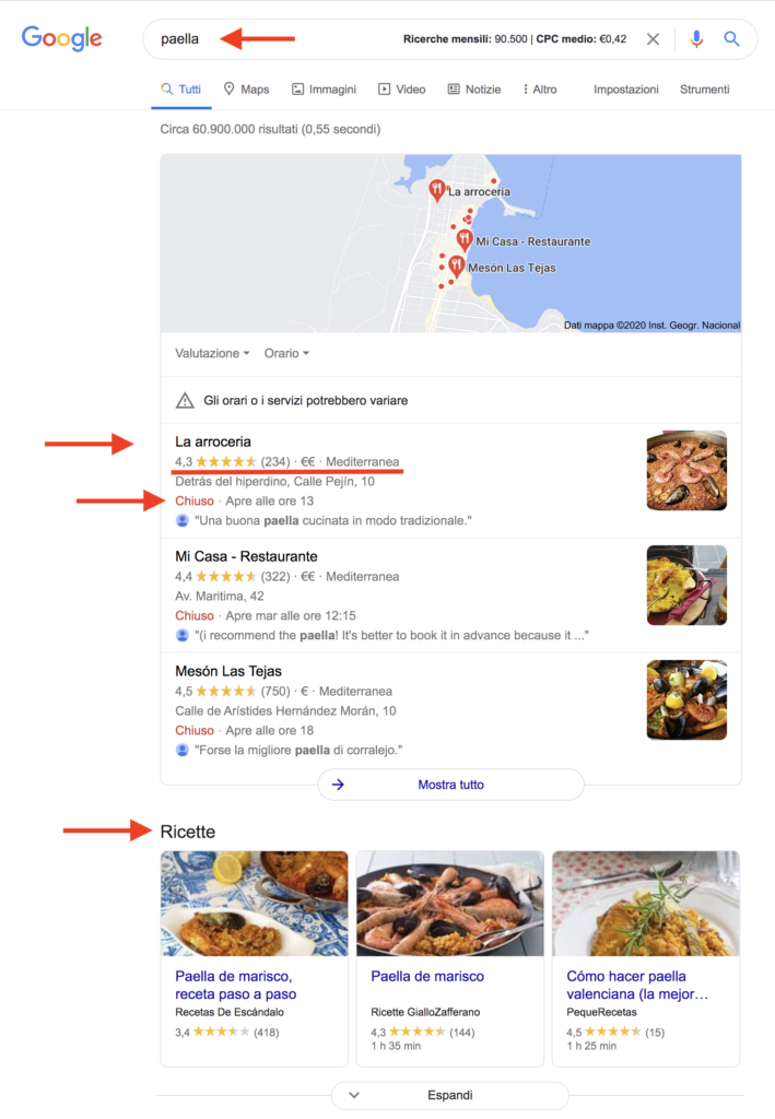 Local SEO risultati ricerca